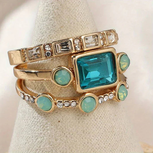 Silver Blue Crystal Ring