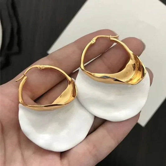 White and Gold Earrings