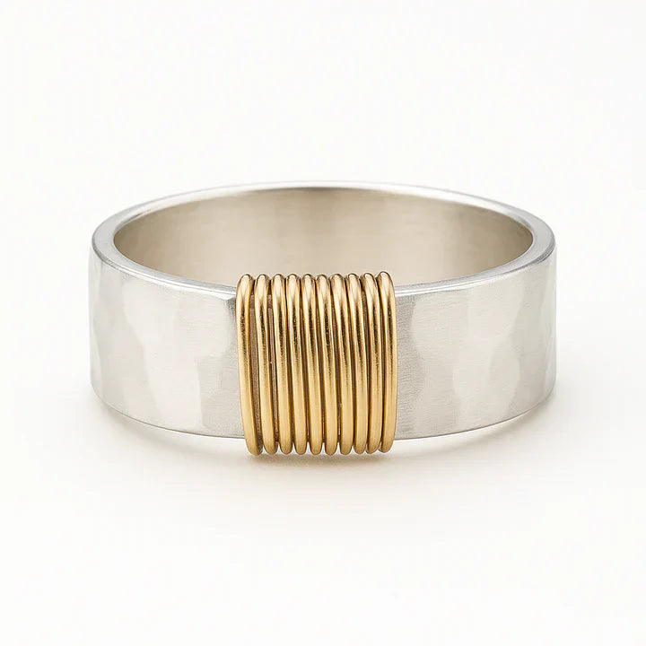 Vintage Golden Threads Silver Ring