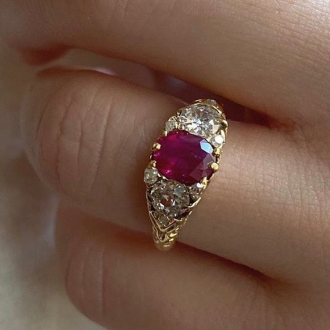 Antique Ruby Trinity Ring