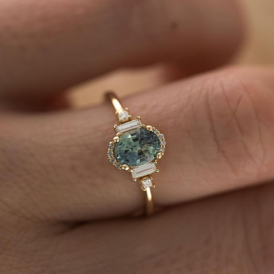 Teal Halo Ring
