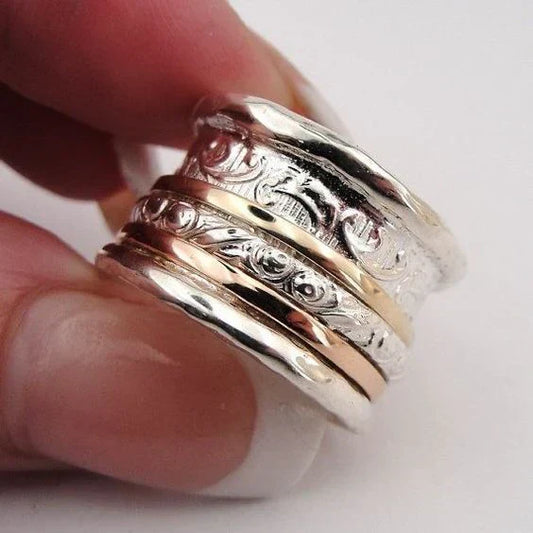 Vintage Golden Thick Silver Ring