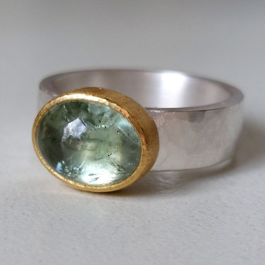 Green Rounded Stone Ring