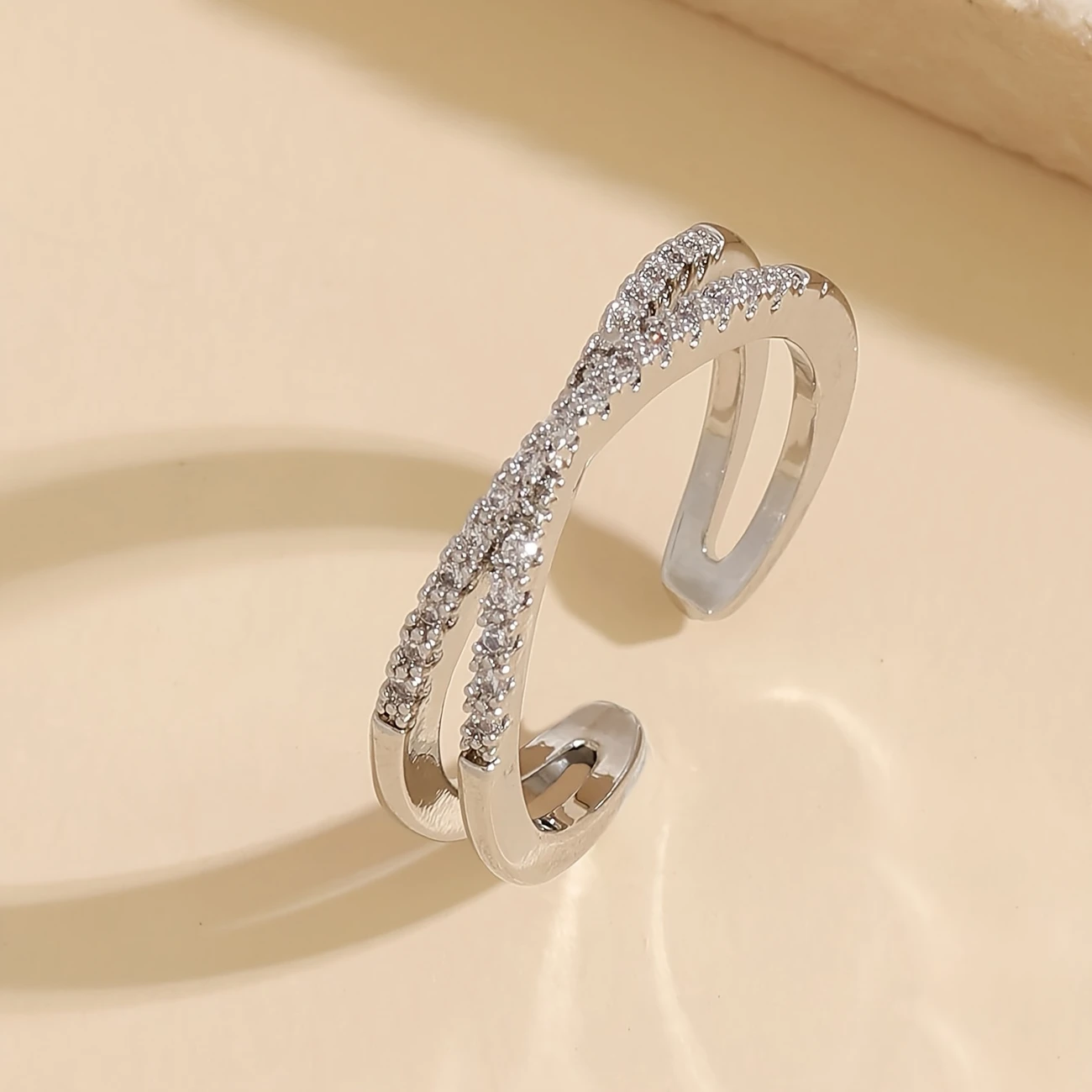 Cross Bright Silver Ring