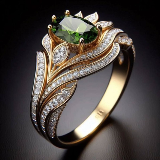 Emerald Leaf Ring