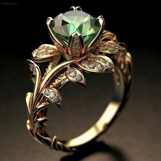 Emerald Bloom Statement Ring
