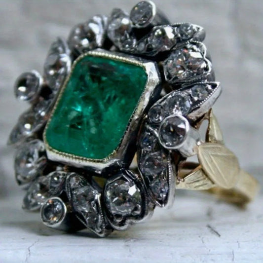 Emerald Crystal Square Ring