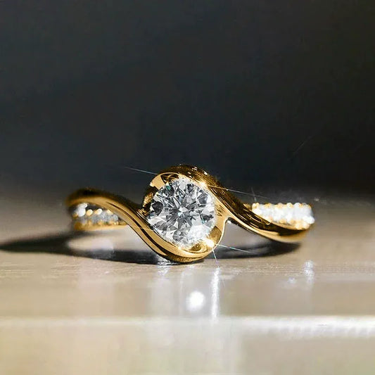 Twist Pave Solitaire Ring