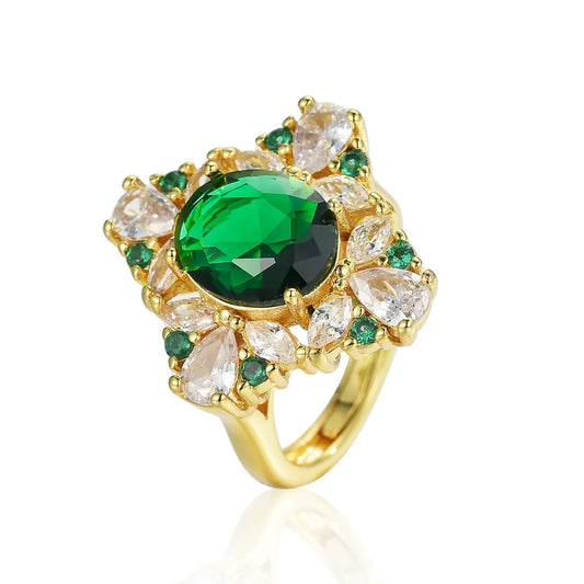 Colored Glass Gold Ring