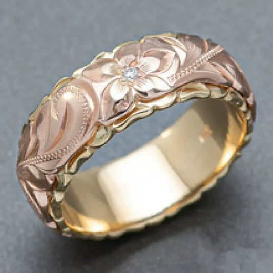 Vintage Rose Floral Golden Ring