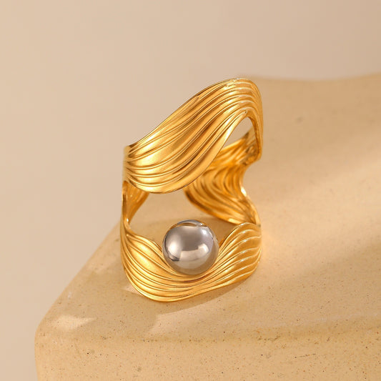 Brushed Gold Solitaire Ring