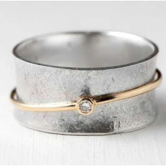 A Vintage Open Gold Bead Silver Ring