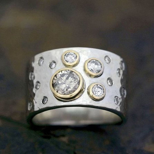 Vintage Dark & White Glass Ring