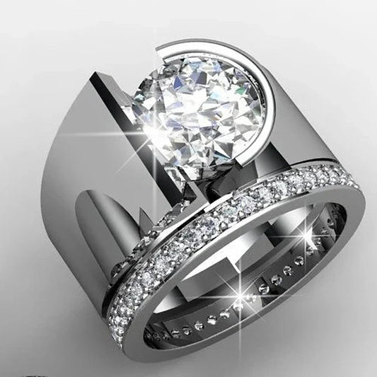 Bright Zirconia Silvered Ring