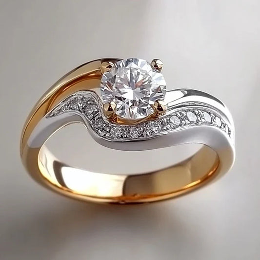 Wavy Fade Gold & Silver Bright Ring